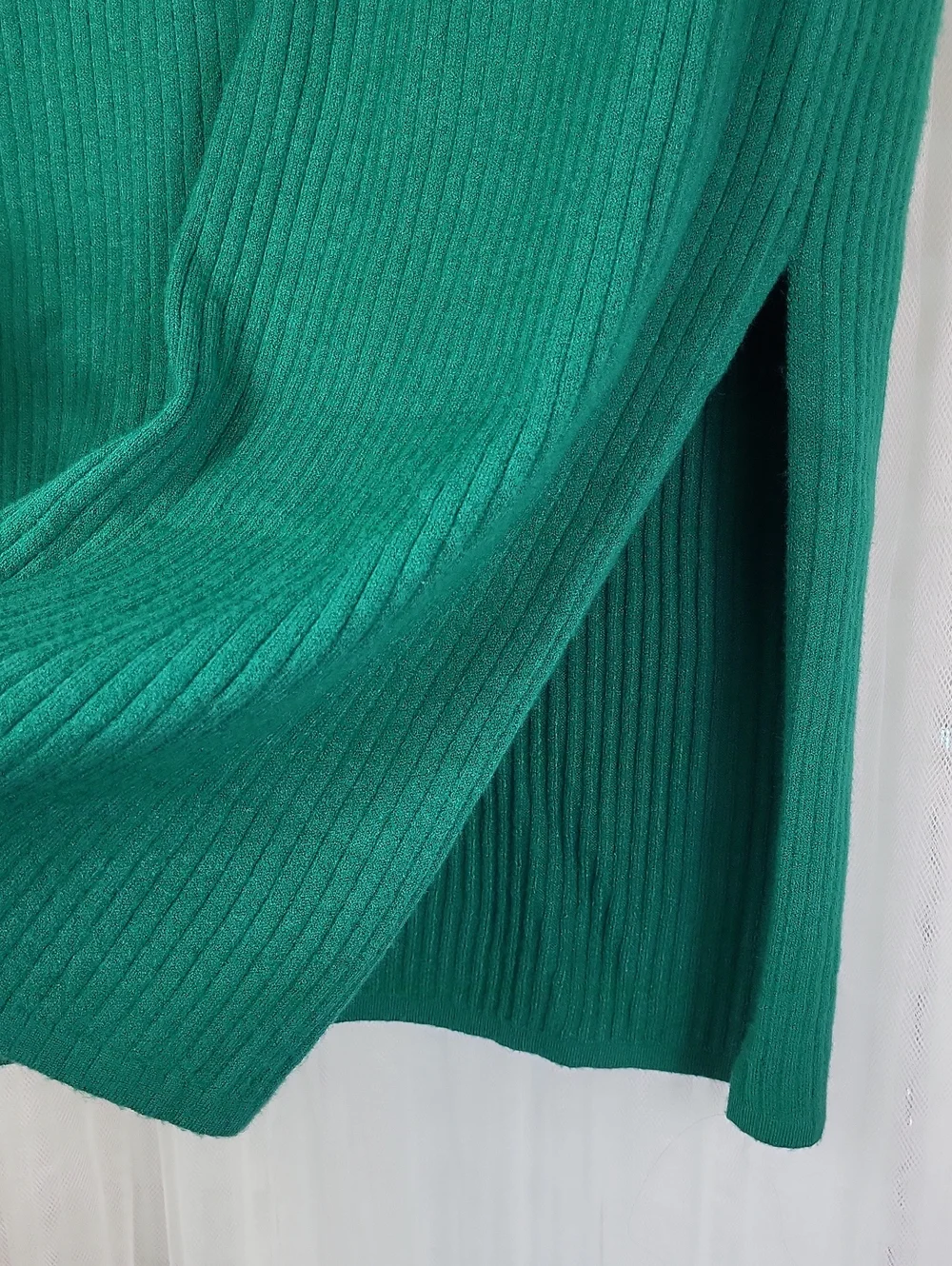 Saturday Sunday Anthropologie Teal Ribbed Knit Midi Skirt. Size L - Picture 5 of 12